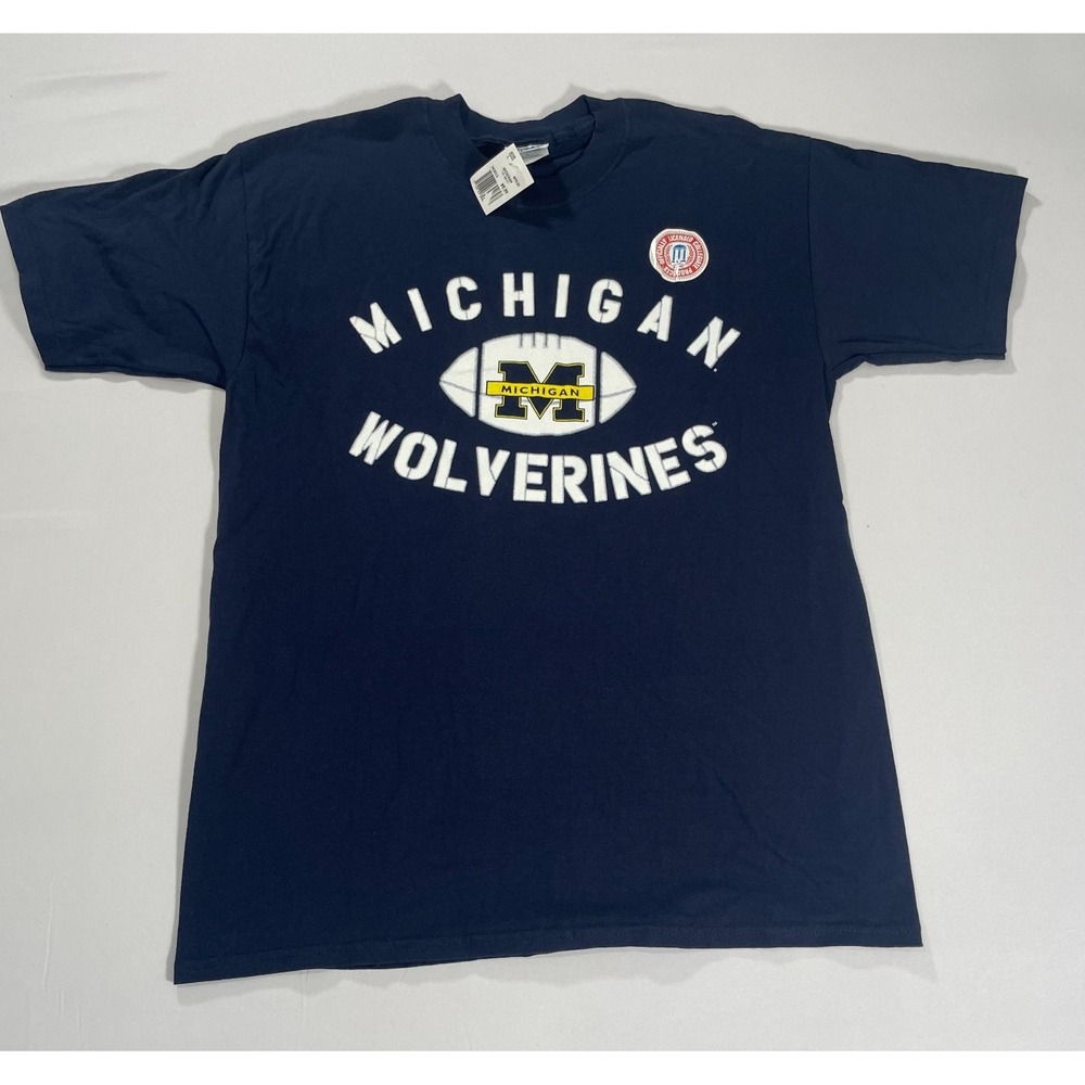 Michigan Wolverines Football T Shirt L Navy NCAA Graphic Tee NWT
